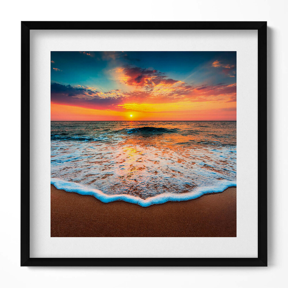 Keretezett falikép Naplemente a tengerparton