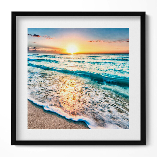 Keretezett falikép Naplemente a tengerparton