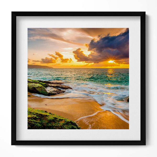 Keretezett falikép Tengerparti naplemente