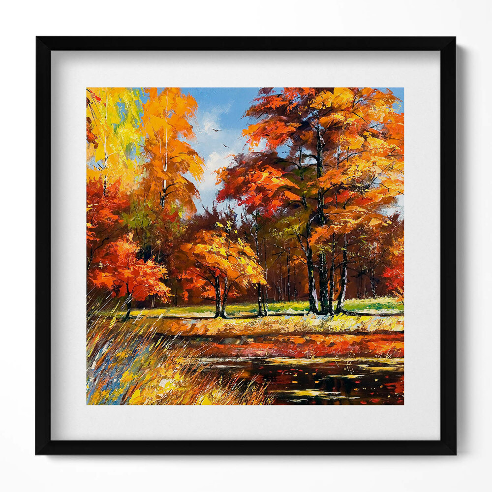 Keretezett falikép Őszi táj színes fák