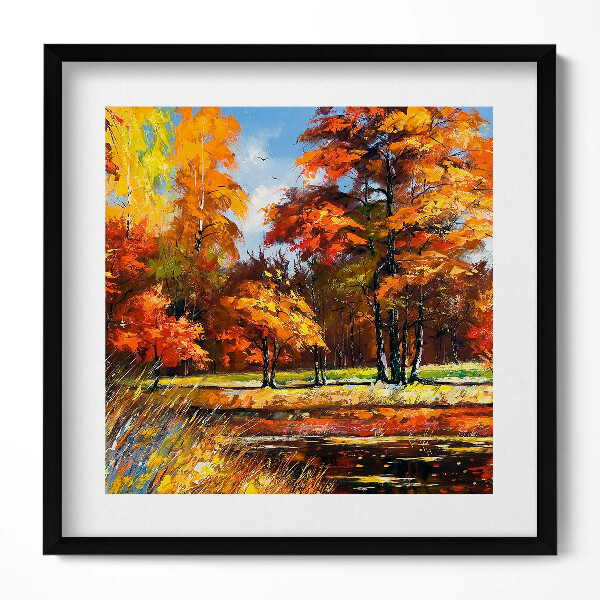 Keretezett falikép Őszi táj színes fák