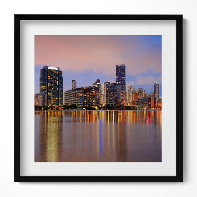 Keretezett falikép Városi táj vízparti fények