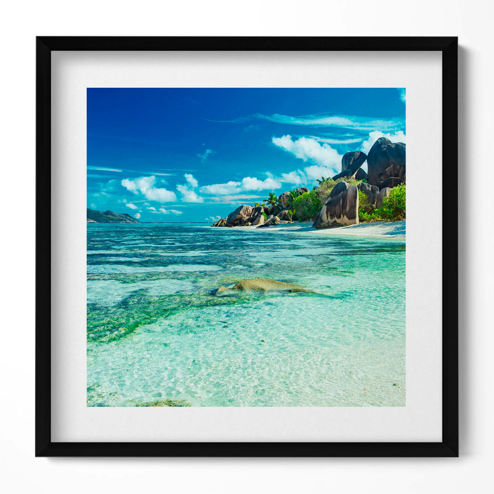 Keretezett falikép Tengerparti táj kék ég