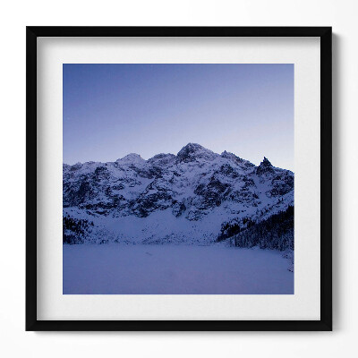 Keretezett falikép Havas hegycsúcsok és kék ég