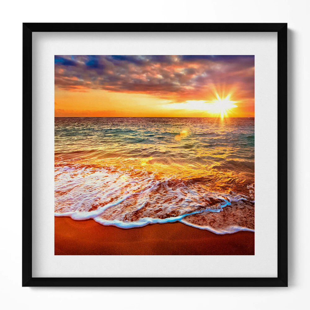 Keretezett falikép Naplemente a tengerparton