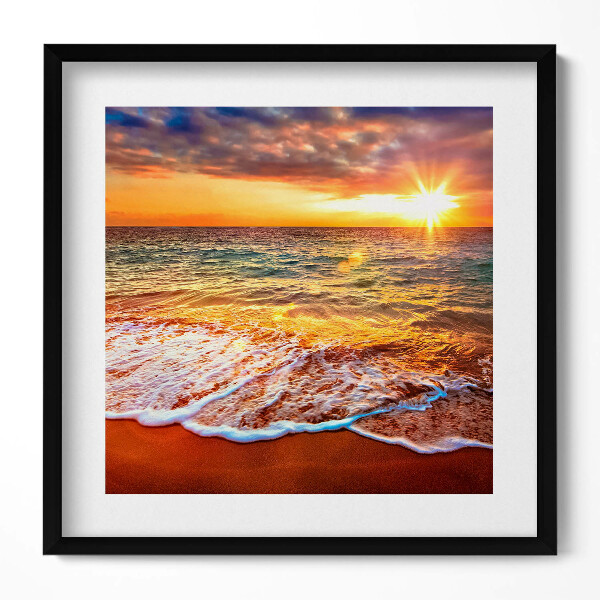 Keretezett falikép Naplemente a tengerparton