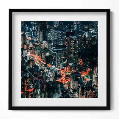 Keretezett falikép Éjszakai városkép fényekkel