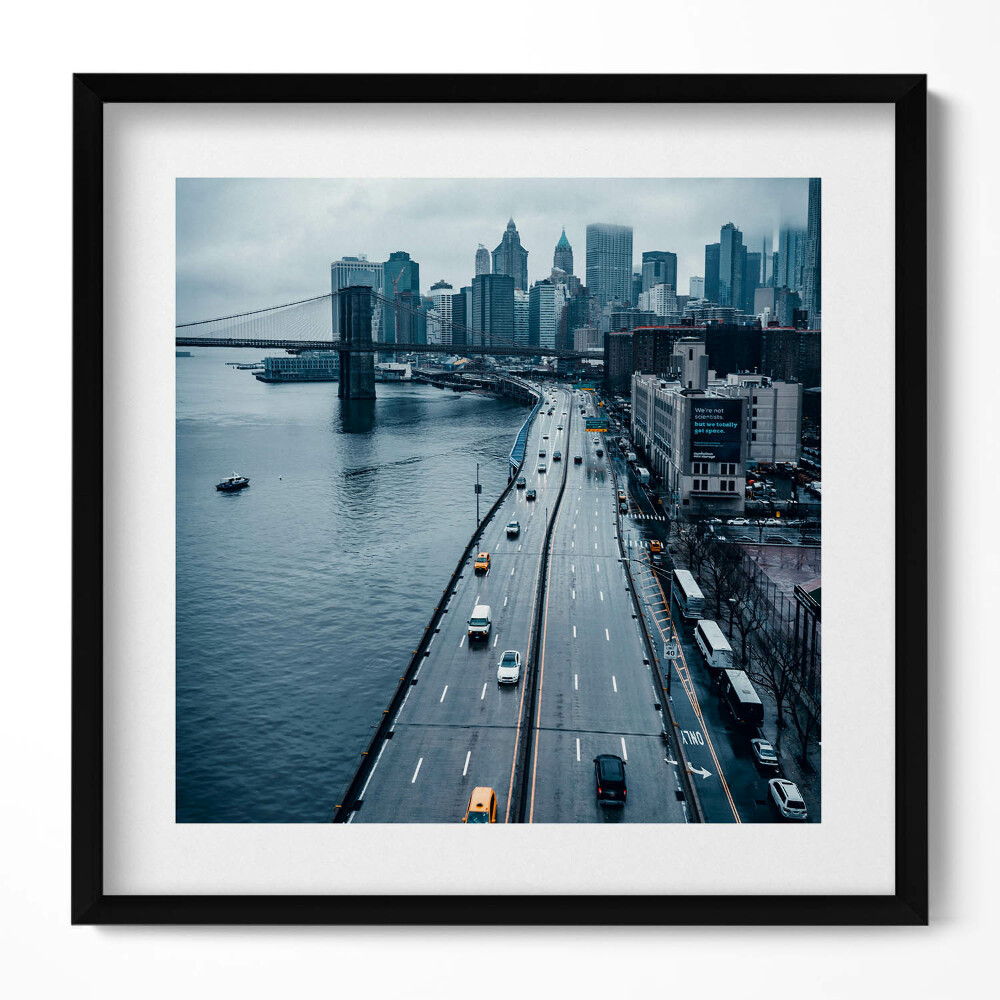 Keretezett falikép Városi táj híd felhőkarcolók