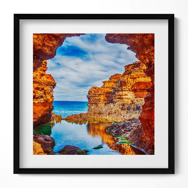 Keretezett falikép Tengerparti sziklaalakzat