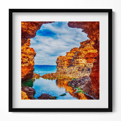 Keretezett falikép Tengerparti sziklaalakzat