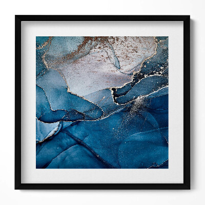 Keretezett falikép Absztrakt kék és arany mintázat