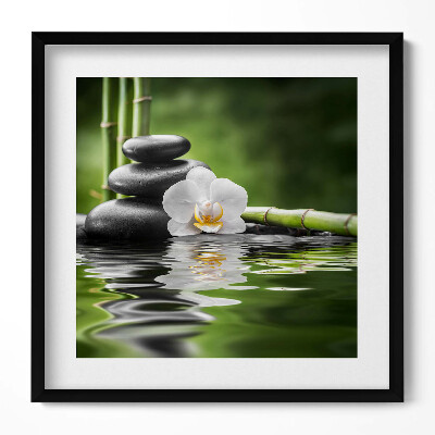 Keretezett falikép Kavicsok víz virág