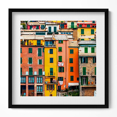 Keretezett falikép Színes házak tömbje
