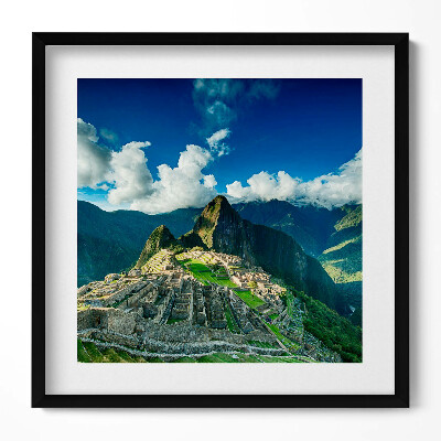 Keretezett falikép Machu Picchu hegyvidéki táj