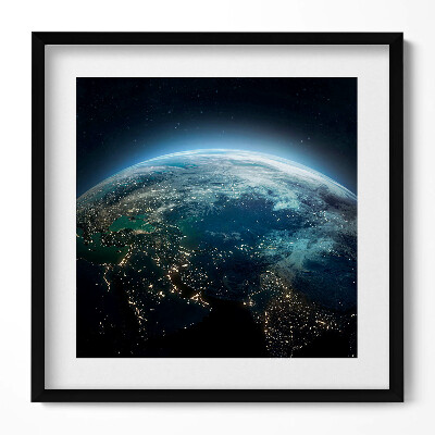 Keretezett falikép Föld látképe éjszaka