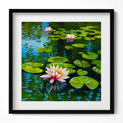 Keretezett falikép Tavi liliomok vízfelületen
