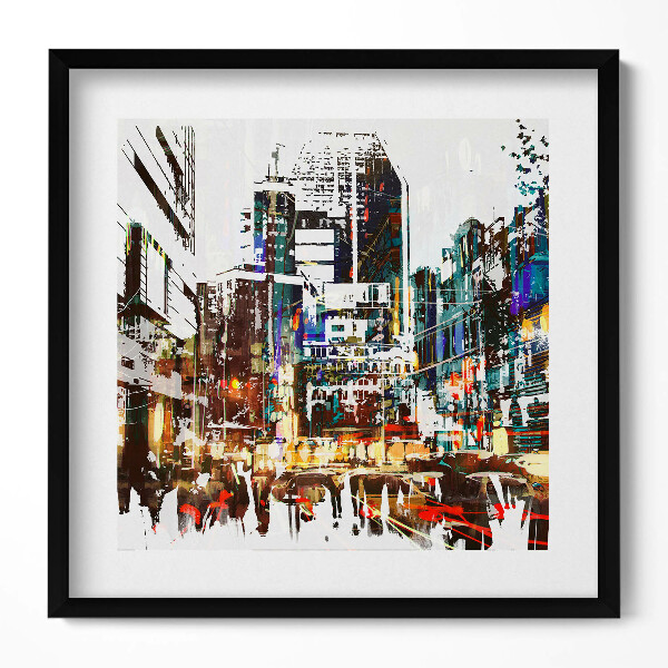 Keretezett falikép Modern városi táj élénk színek