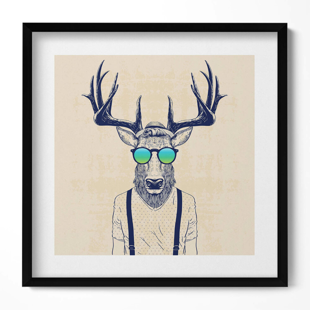 Keretezett falikép Szarvas napszemüvegben pólóban
