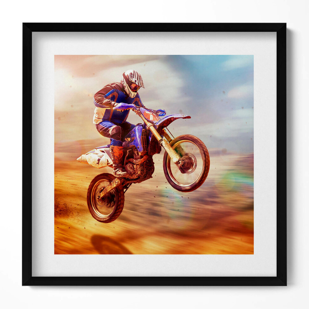 Keretezett falikép Motocross versenyző ugrás közben