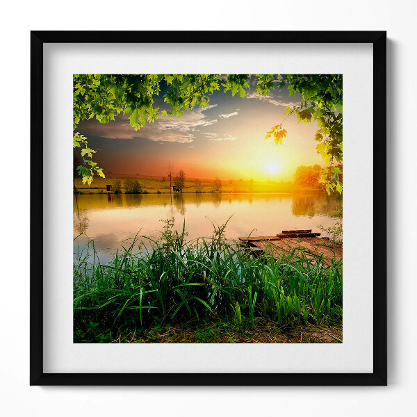 Keretezett falikép Naplemente a vízparton