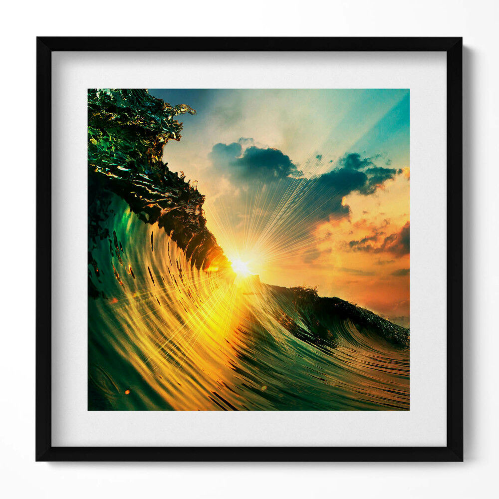 Keretezett falikép Naplemente a hullámok között