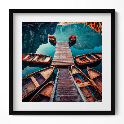 Keretezett falikép Hajók a vízparton híd