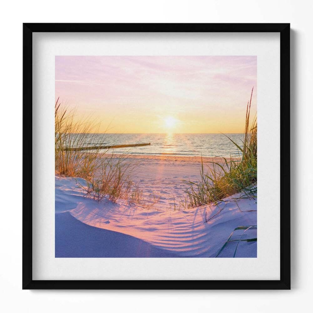 Keretezett falikép Naplemente a tengerparton