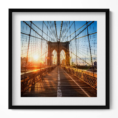 Keretezett falikép Brooklyni híd naplementében