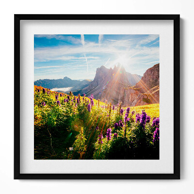 Keretezett falikép Hegyek és virágos rét