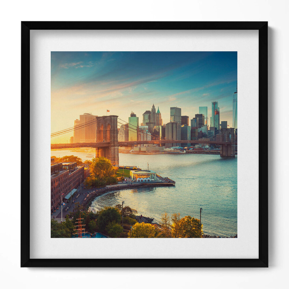 Keretezett falikép Brooklyni híd és városkép