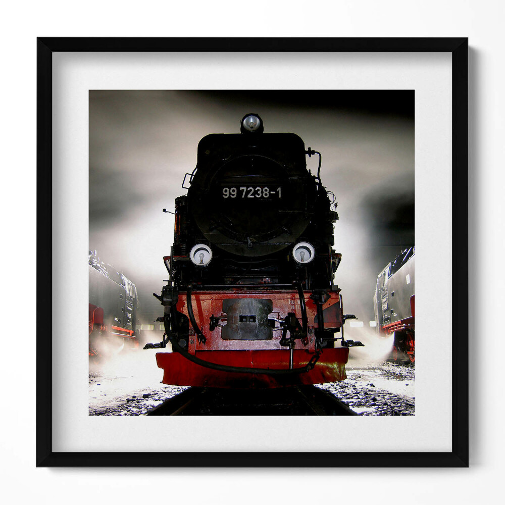 Keretezett falikép Gőzmozdony frontális nézetben