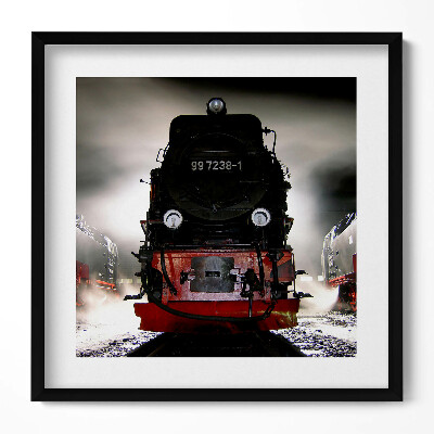 Keretezett falikép Gőzmozdony frontális nézetben