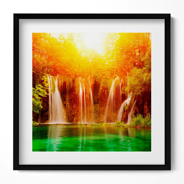Keretezett falikép Vízesések és zöld tó