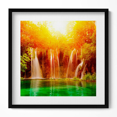 Keretezett falikép Vízesések és zöld tó