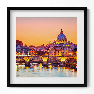 Keretezett falikép Vatikáni kupola naplementében