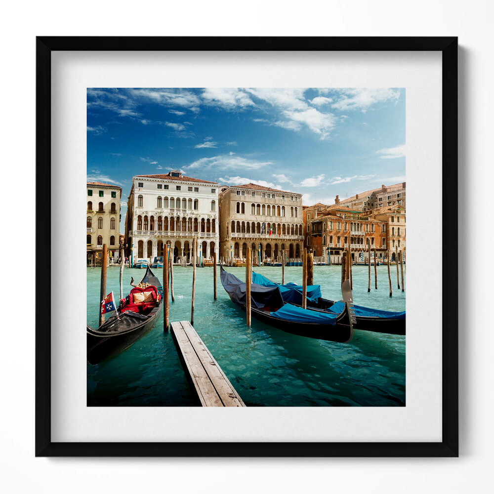 Keretezett falikép Velencei csónakok és épületek