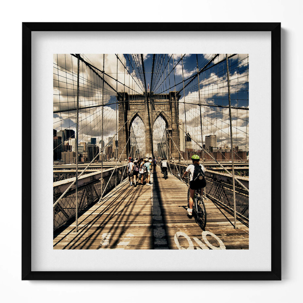 Keretezett falikép Brooklyni híd gyalogosok és kerékpárosok