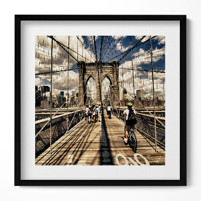 Keretezett falikép Brooklyni híd gyalogosok és kerékpárosok