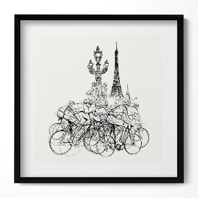 Keretezett falikép Biciklisek és az Eiffel-torony