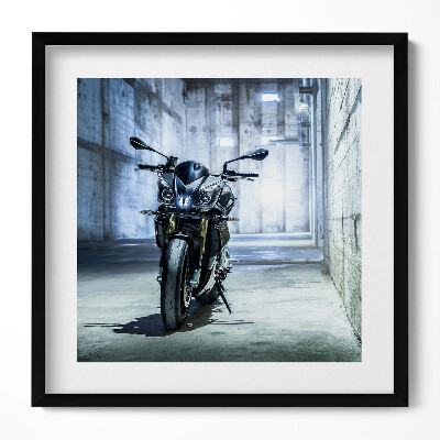 Keretezett falikép Fekete motor a garázsban