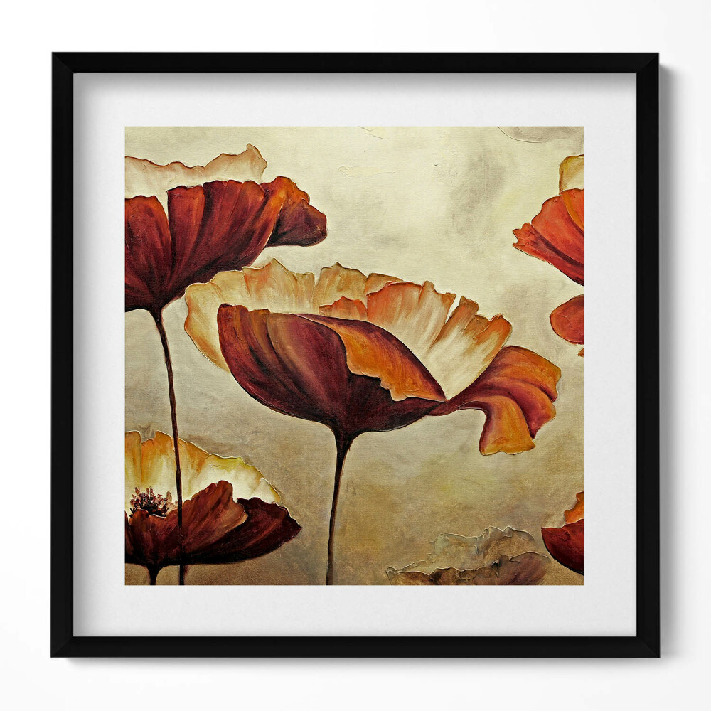 Keretezett falikép Vörös virágok lágy háttér