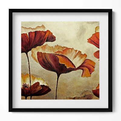 Keretezett falikép Vörös virágok lágy háttér