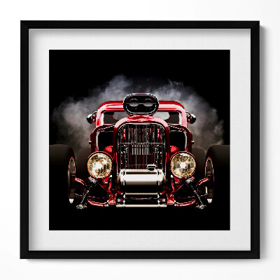 Keretezett falikép Régi piros autó frontja