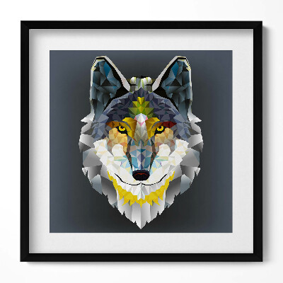 Keretezett falikép Geometrikus farkasfej