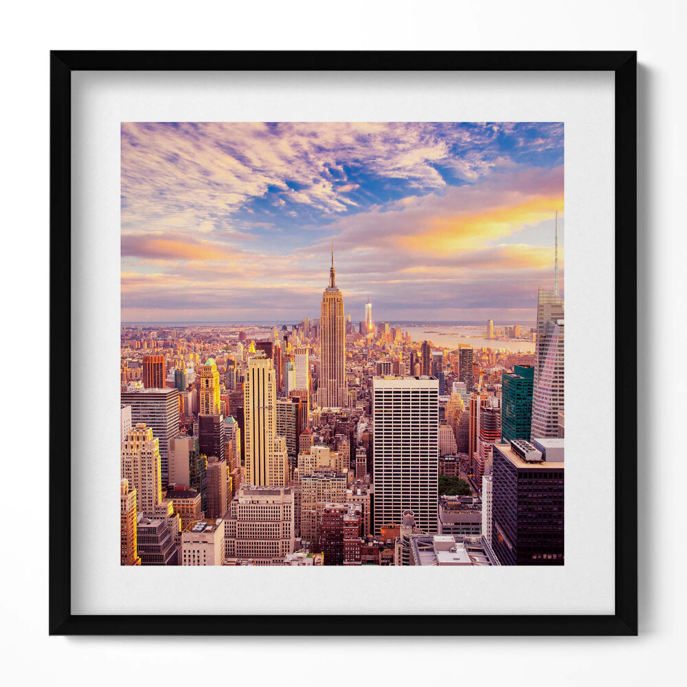 Keretezett falikép New York-i városkép naplementében