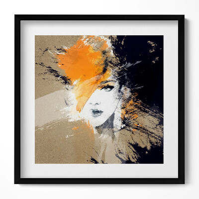 Keretezett falikép Absztrakt női arckép élénk színekkel