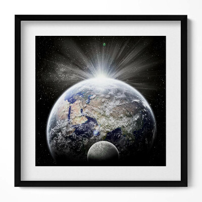 Keretezett falikép Föld és hold csillagfény