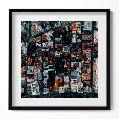 Keretezett falikép Városi táj tetőkről nézve