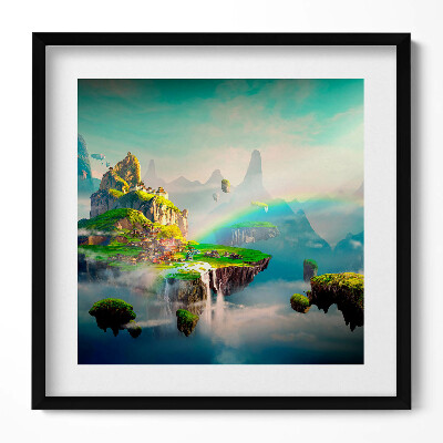 Keretezett falikép Mesés táj lebegő szigetek