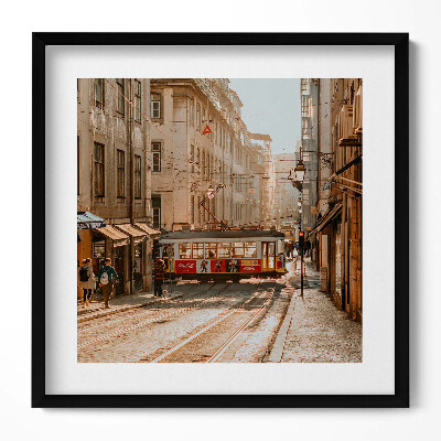 Keretezett falikép Városi utca villamossal